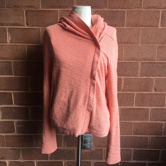 Anthropologie Coral Moto Style Knit Hooded Jacket - Picture 1 of 11